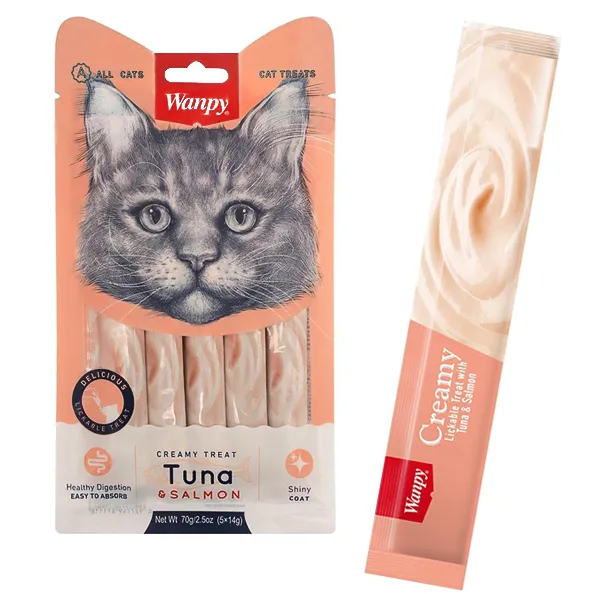 Wanpy Creamy Lickable Treat with Tuna&Salmon рідкі ласощі з тунцем та лососем 14г