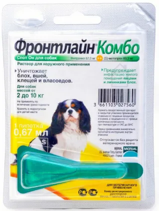Фронтлайн Комбо Стоп Он монопіпетка від бліх і кліщів для собак від 2 до 10 кг (S)