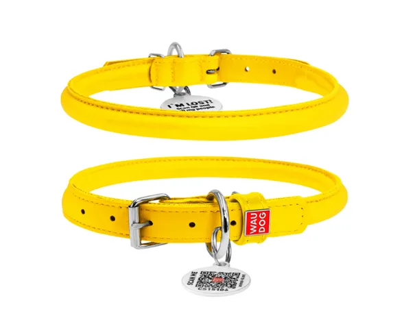 22408 Нашийник WAUDOG Glamour з QR паспортом, круглий Д 8мм Дов 20-25 жовтий