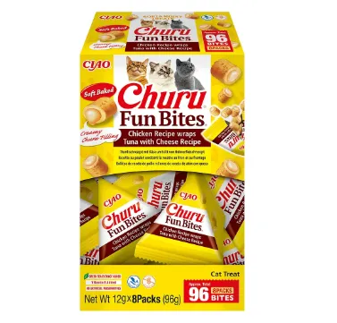 Ласощі для котів INABA Churu Fun Bites рулет з куркою, тунцем та сиром 8*12г EU744