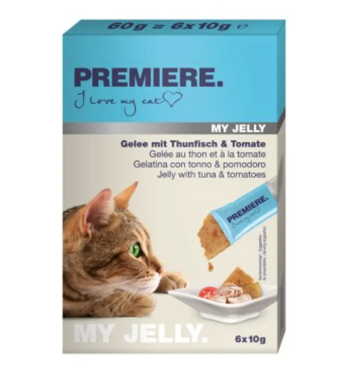 Кремові ласощі для котів Premiere My Jelly Thuhnfisch & Tomate (тунець & томат) 6*10г
