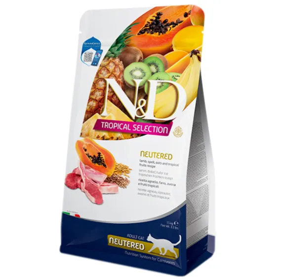 Farmina Cat N&D Low Grain Tropical Selection Lamb Neutred з ягням та тропічними фруктами для стерилізованих котів 300g 42118