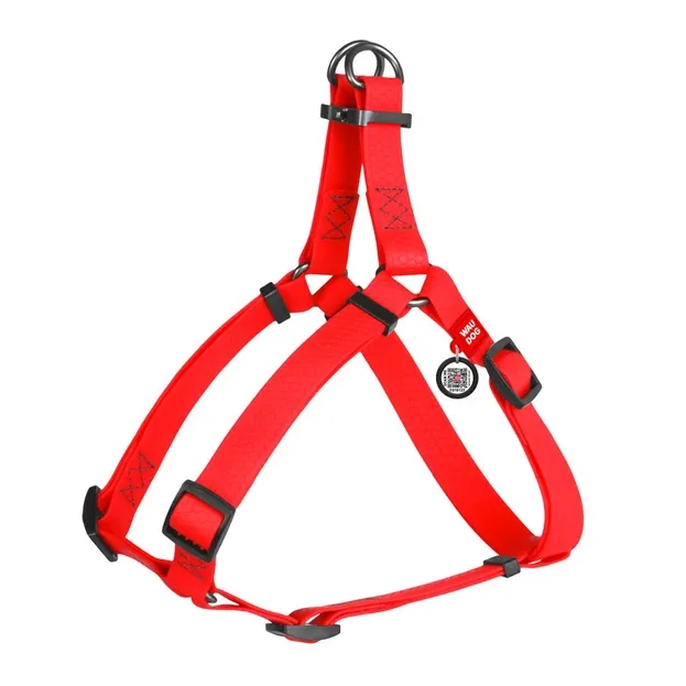 27633 Шлея WAUDOG Waterproof водостійка, з QR паспортом, метал. фастекс XS Ш 15мм Д 30-39см червона