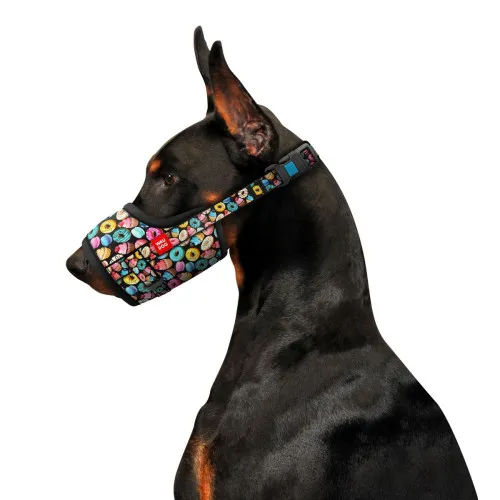 5384 Намордник WAUDOG Nylon, малюнок "Пончики" №1, пластикова фурнітура, О 14-20см