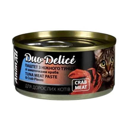 Animall DuoDelice вологий корм для котів, паштет з тунця зі шмат. краба 80г
