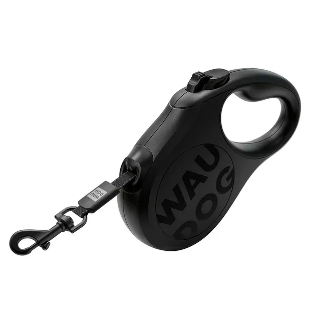 81621 Повідець-рулетка WAUDOG R-leash Monochrome Black S до 15кг, 5м світловідбив. стрічка, чорний