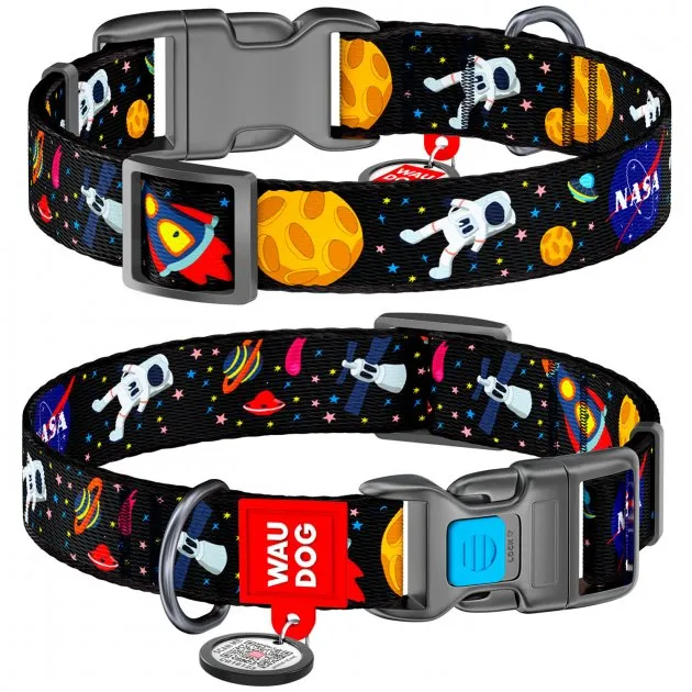 Нашийник WauDog Nylon з малюнком "NASA" (шир.20мм. 24-40см)