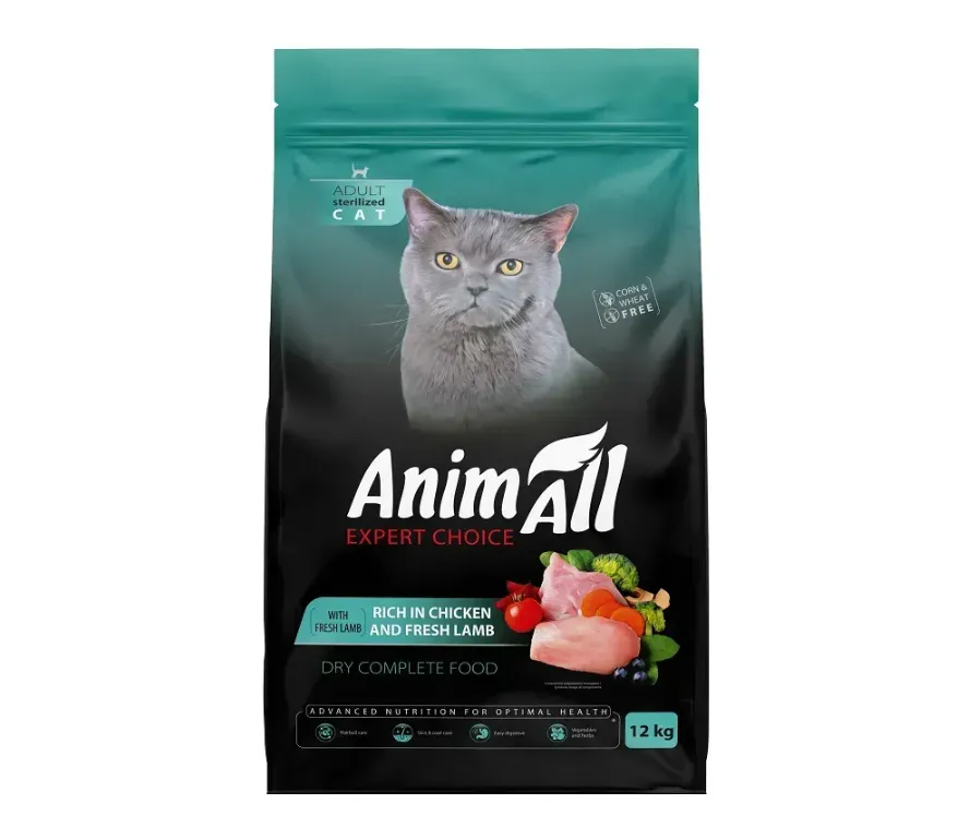 AnimAll Сухий корм для стерилізованих котів з куркою та ягнятиною 1кг