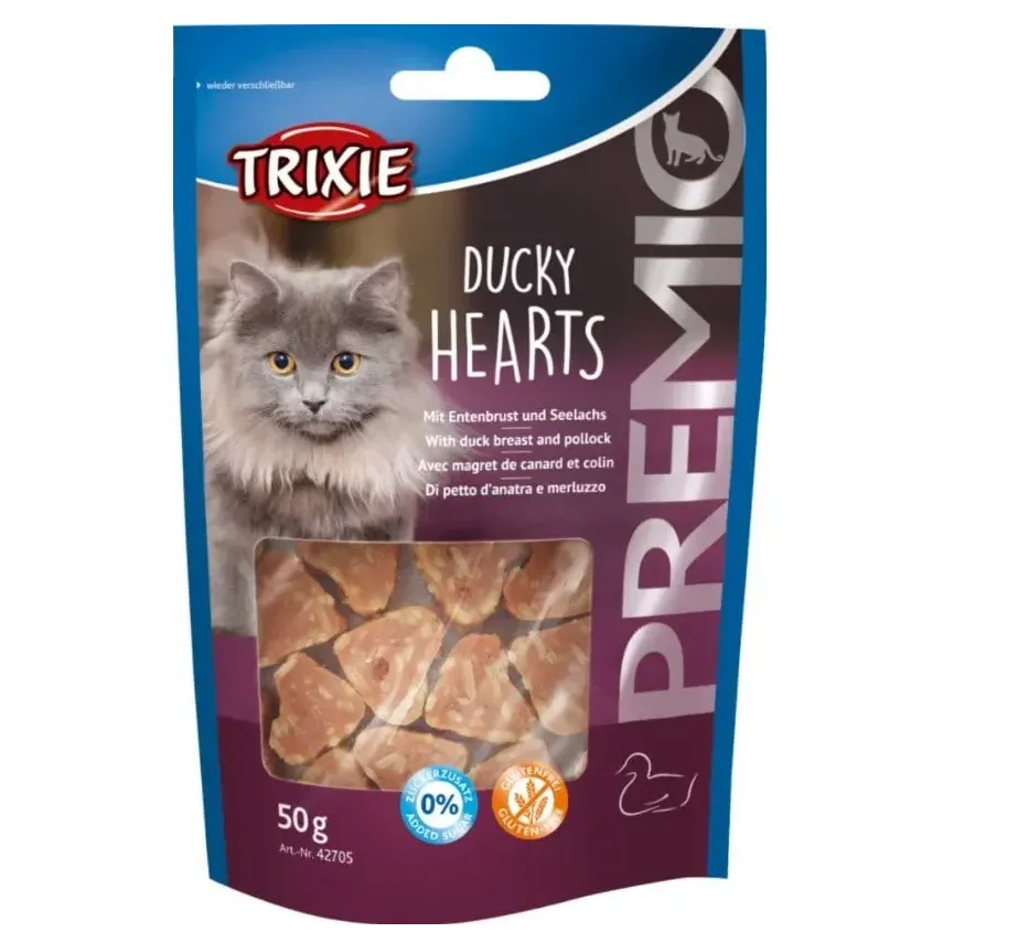 42705 Ласощі для котів Trixie Premio Hearts качка, минтай 50г