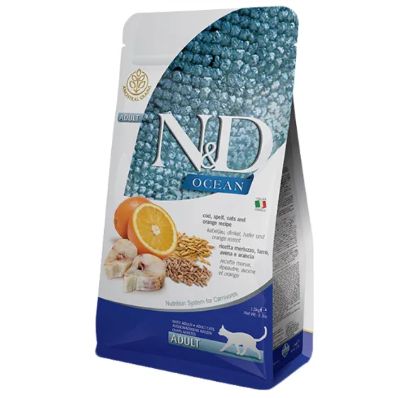 Farmina Cat N&D Low Grain Ocean Cod&Orange Adult з тріскою та апельсином для дорослих котів 1.5kg 36780