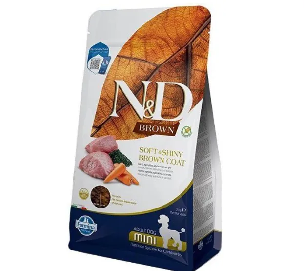 Farmina Dog N&D Grain Free Lamb Brown Adult Mini з ягням, спіруліною та морквою для собак з коричневою шерстю 2kg 41029