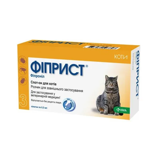 KRKA Фіприст спот-он для котів, 3 х 0,5 мл