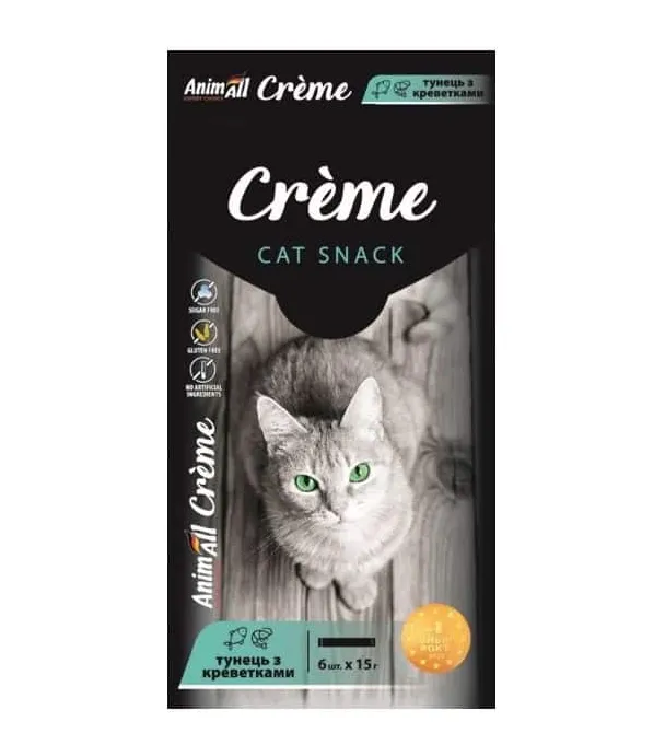 AnimAll Creme для котів зі смаком тунця з креветками 6*15г