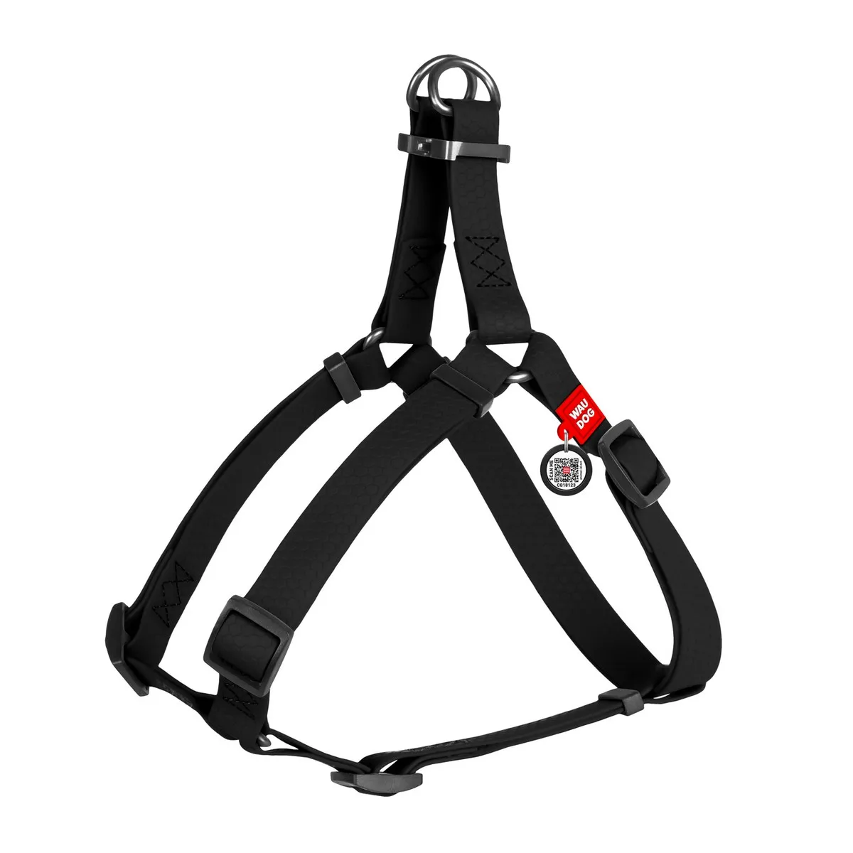 27641 Шлея WAUDOG Waterproof, водостійка, металева фурнітура (ширина 15 мм, длина 40-55 см)чорний