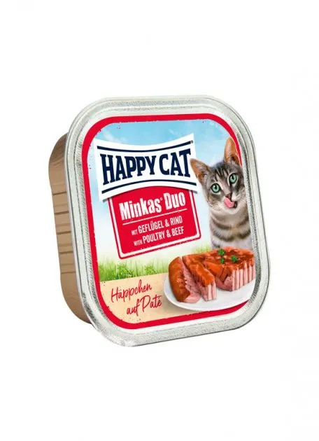 70177 Happy Cat Duo Geflugel & Rind 100г вологий корм для котів у вигляді паштету в соусі з птицею та яловичиною