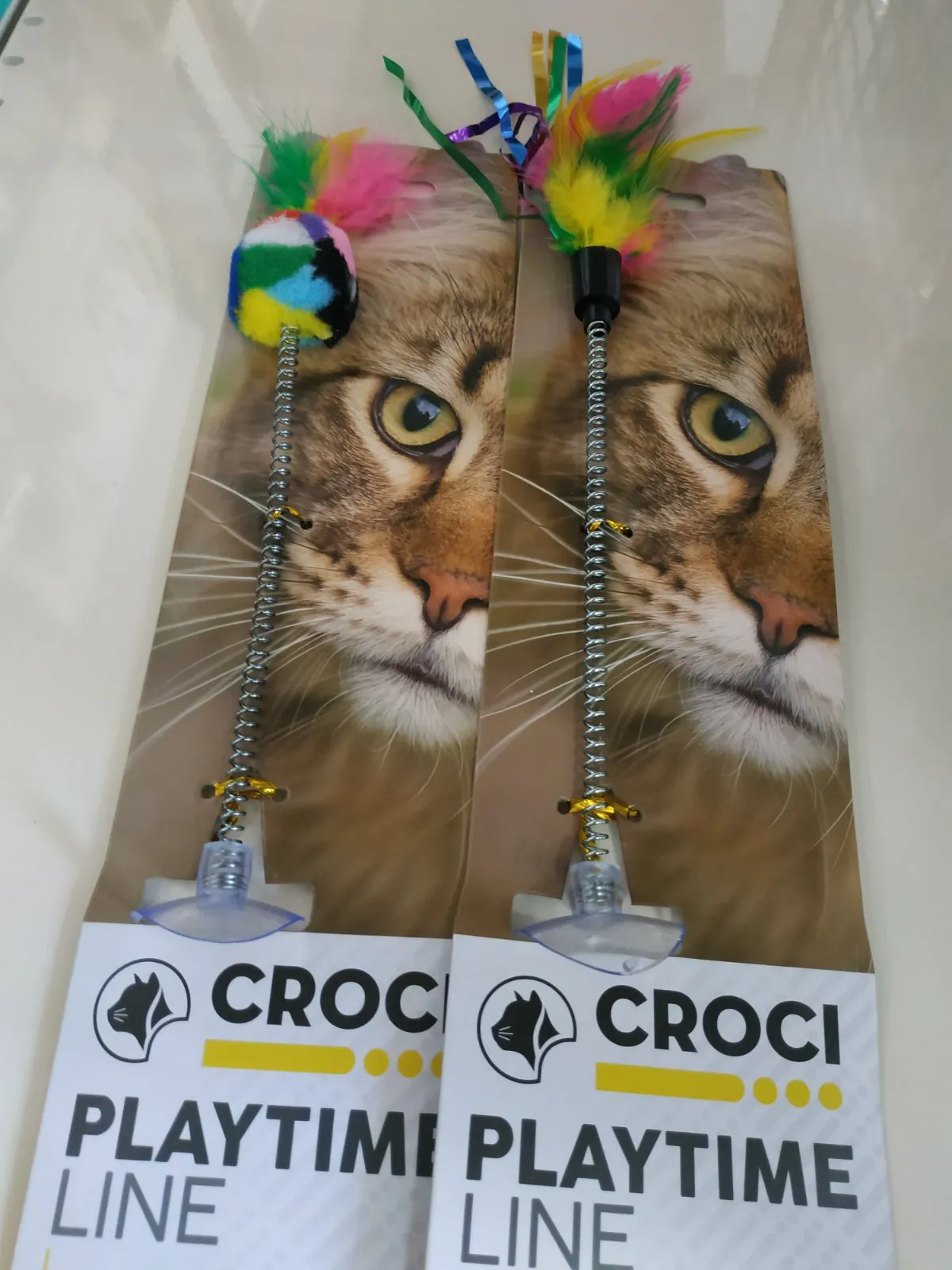 Іграшка для котів CROCI дразнилка на присосці з пір'ям 29см С6098313