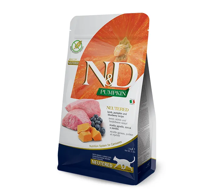 Farmina Cat N&D Grain Free Pumpkin Lamb&Blueberry Neutred Adult з ягням, гарбузом та чорницею для стерилізованих котів 1кг 40244