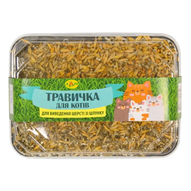 Травичка для котів (пластиковий контейнер + штучний грунт) 60г Зв002