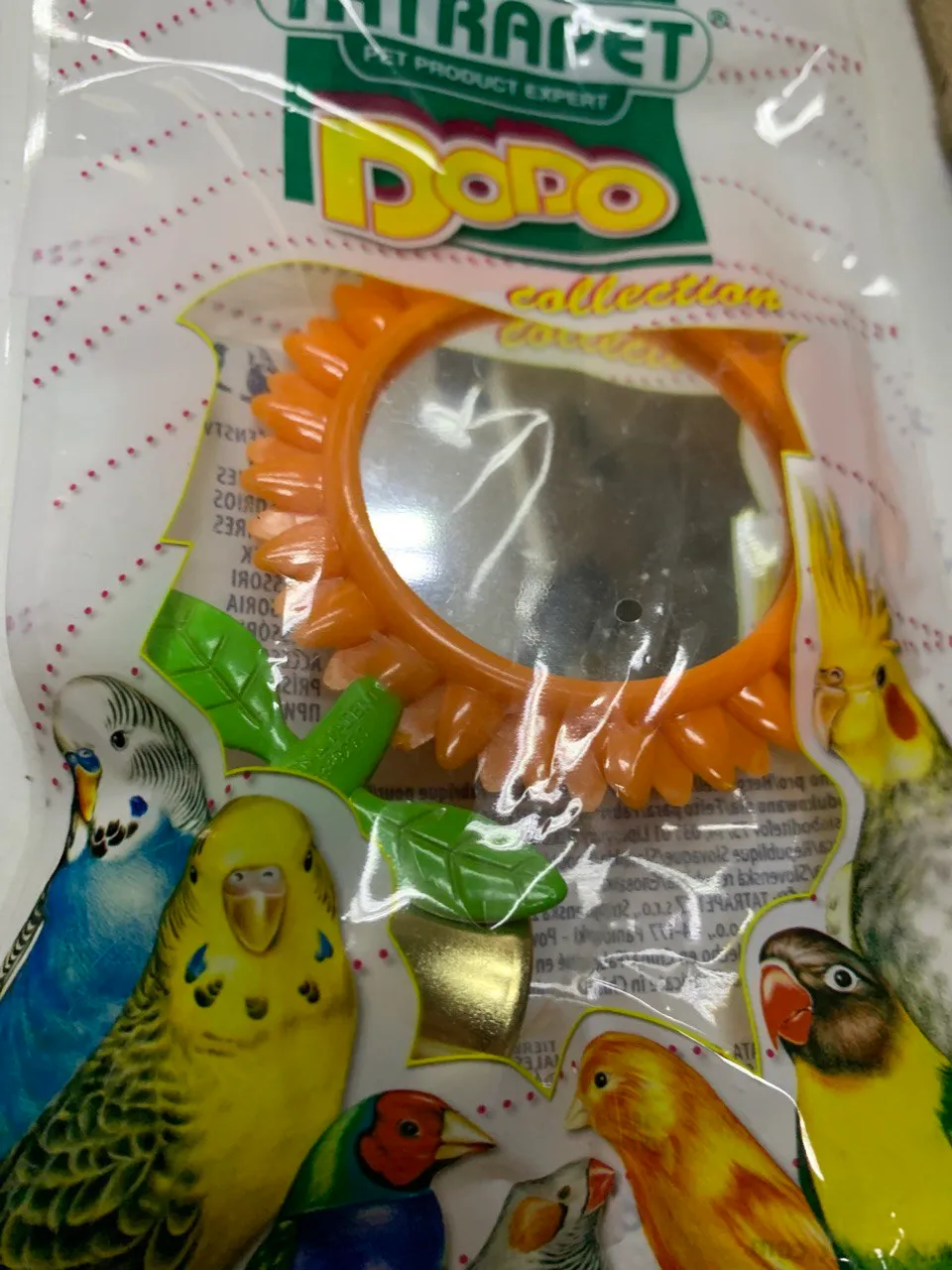 Іграшка для птахів Dodo, соняшник з дзеркалом та дзвіночком 5,5*16см