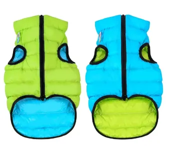 2166 Курточка для собак AiryVest Lumi двостороння люмінесцентна, S 30, салатово-голуба