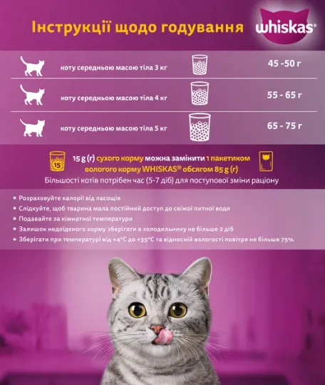 Віскас сухий 300г для дор. котів курка