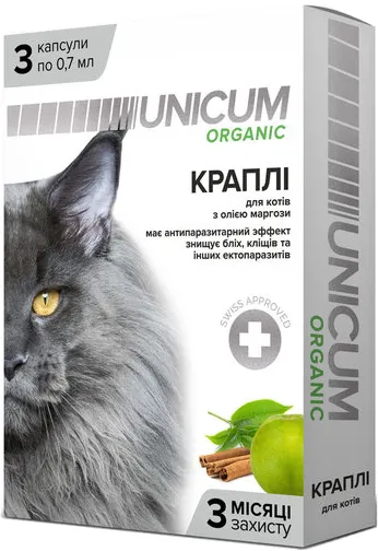 Unicum Organic Краплі проти бліх і кліщів для кішок