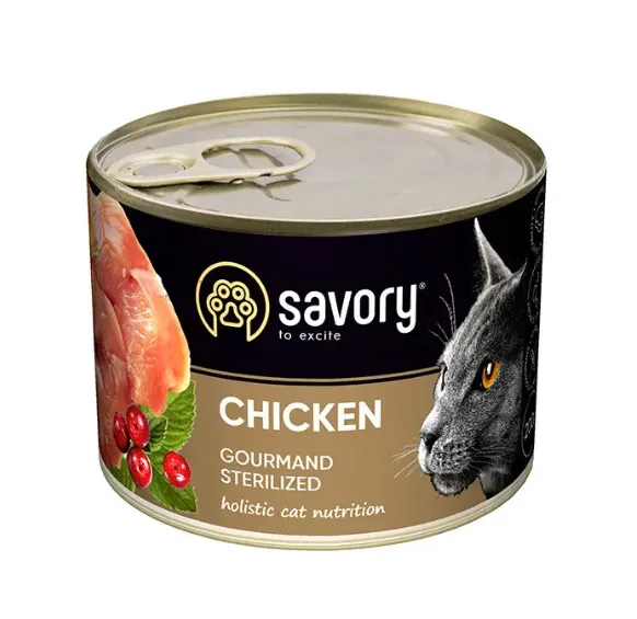 Корм Savory вологий для стерилізованих котів з куркою 200г 30754
