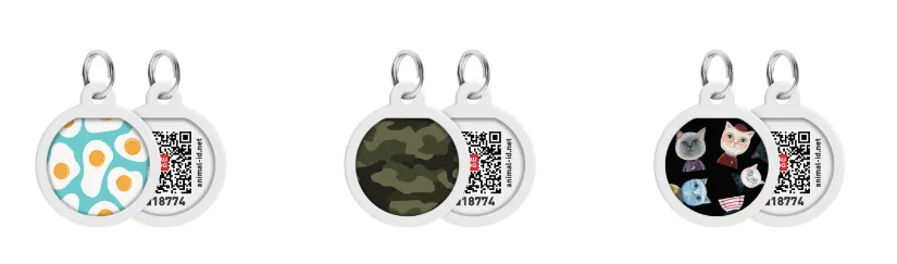 0625 Адресник металевий WAUDOG Smart ID з QR паспортом, малюнок в асорт., круг, Д 25мм