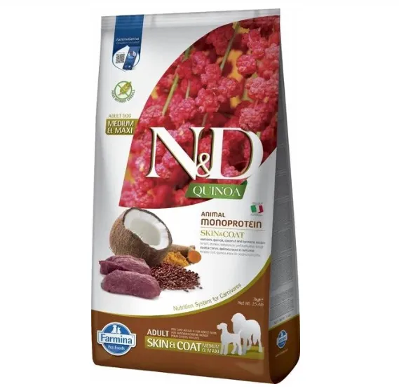 Farmina Dog N&D Skin&Coat Quinoa, Vension&Coconut Adult Medium&Maxi з олениною, кіноа та кокосом для сер, та вел, порід 7кг 41982 — фото, характеристики, купити в «Живий Куток»