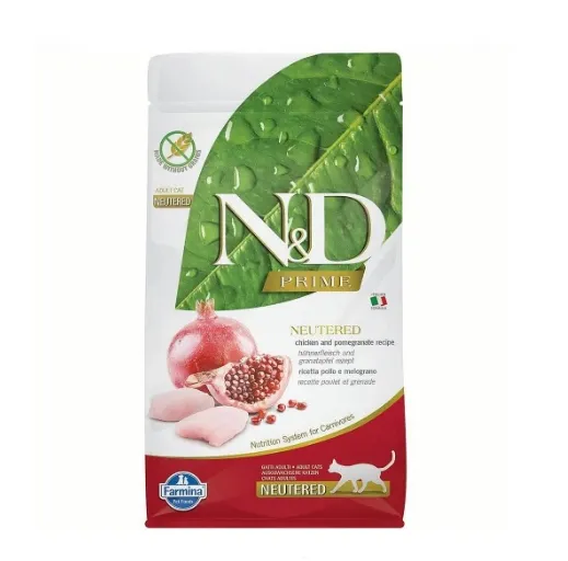 Farmina Cat N&D Grain Free Prime Chicken&Pomegranate Neutered Adult курка та гранат для стерилізованих 1кг 31334