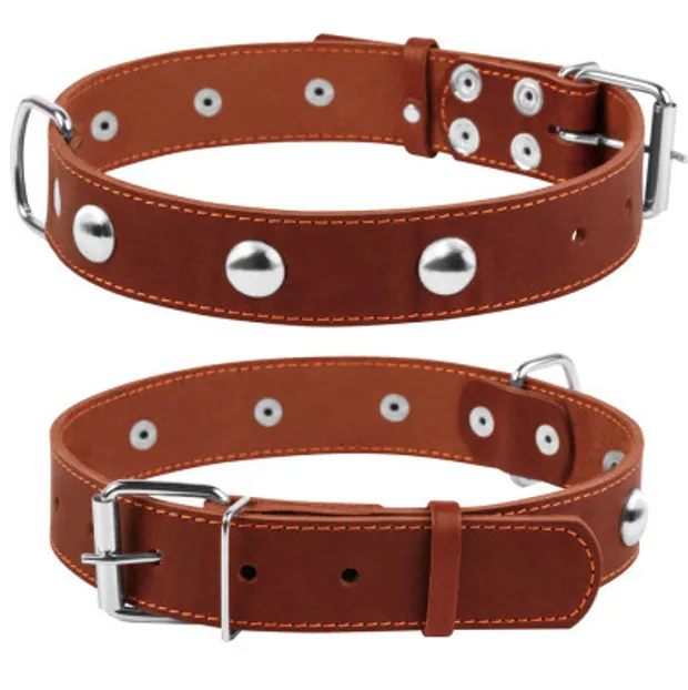 02716 Нашийник CoLLaR одинарний з прикрасами Ш 35мм Д 48-63см коричневий