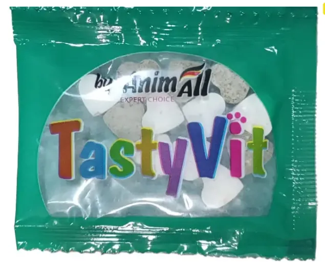 Вітамінізовані ласощі AnimAll TastyVit для котів з рибою та алгобіотином 12шт