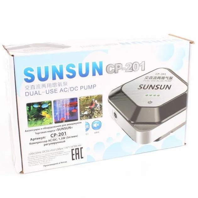 Компресор SunSun CP-201 н/ак. 1вих, 1,5вт, 5л/хв