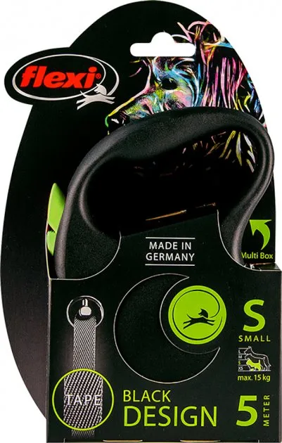 33326 Повідець-рулетка Black Design S трос 5м/12кг зелений