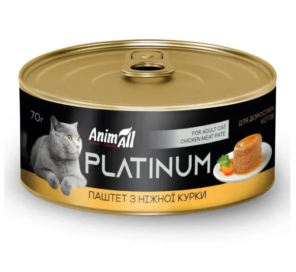 Animall Platinum вологий корм для котів, ніжний паштет з курки 70г
