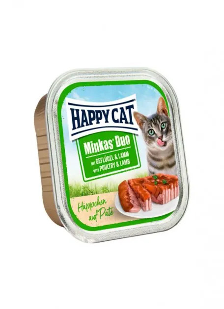 70176 Happy Cat Duo Geflugel & Lamm 100г вологий корм для котів у вигляді паштету в соусі з птицею та ягням