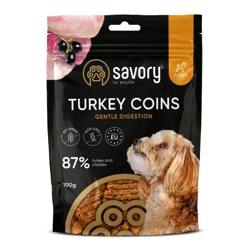 Джерки Savory Puppy Coins монетки для цуценят з індичкою 100г 21090