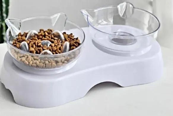 Підставка Infinite Future CAT 2 миски по 250мл, одна Slow Food на підставці 30*14*9см