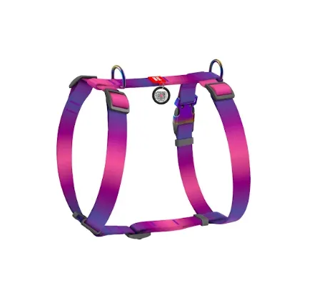 52889 Шлея анатомічна Н-образна WAUDOG Nylon Recycled з QR паспортом, градієнт L Ш 25мм А 50-90см В 65-95см фіолетовий