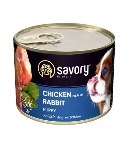 Savory вологий корм для цуценят усіх порід з кроликом 200g 30570
