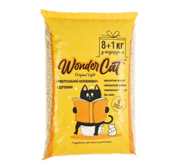Наповнювач деревний світлий Wonder Cat 8+1кг - фото 2, характеристики, купити в «Живий Куток»