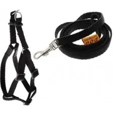 CoLLaR Dog Extremе шлея з нейлону для котів, кроликів і морських свинок регульована з повідцем (чорна), W 10, А 28-40 см