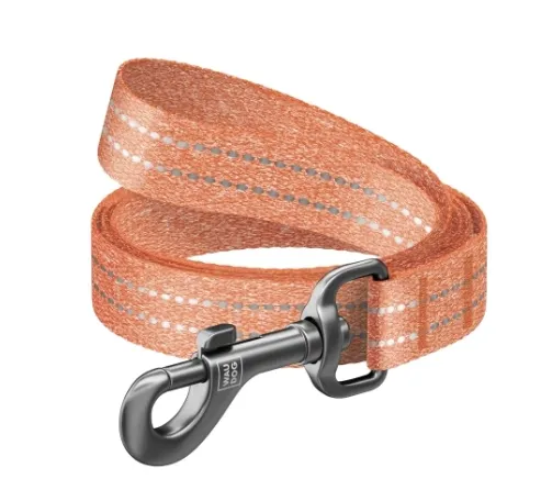 40164 Повідець WAUDOG Re-cotton з відновленої бавовни, світловідбив. L-XXL Ш 25мм Д 150см помаранчевий