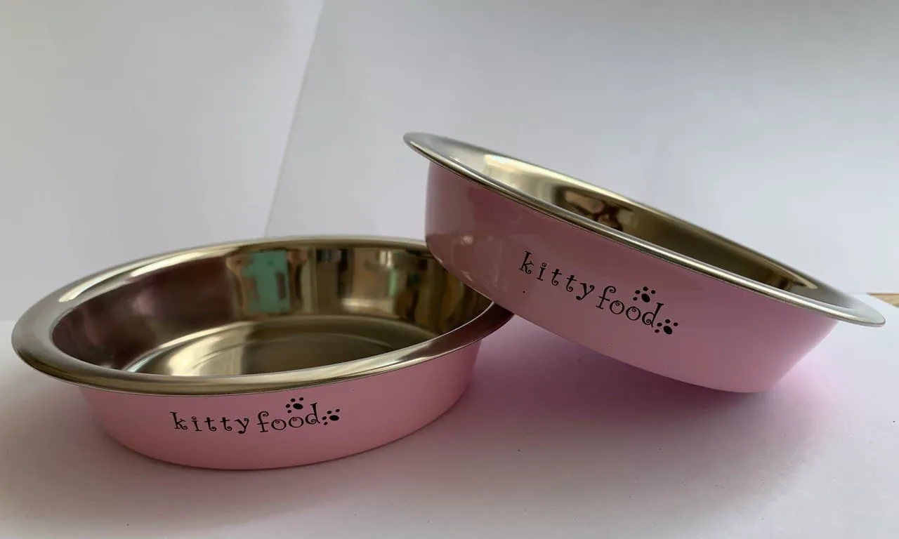 М 129 Миска металева для кота "Kitty Food" рожева 0,3л