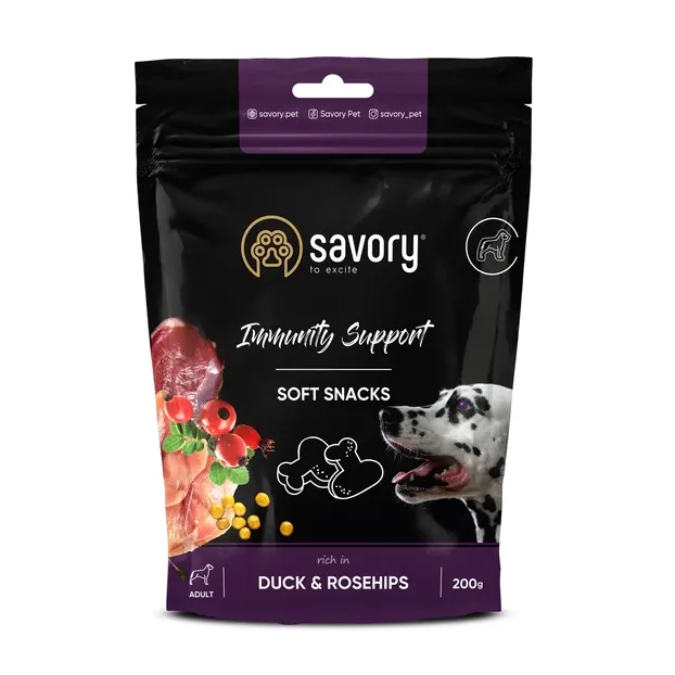 М'які ласощі Savory для зміцнення імунітету собак, качка/шипшина 200g 31331