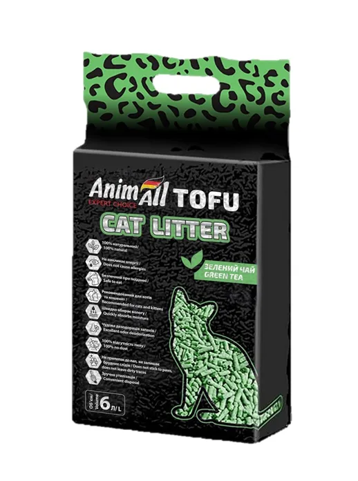 AnimAll Тофу наповнювач туалетів з ароматом зеленого чаю, 2.6 кг/6 л