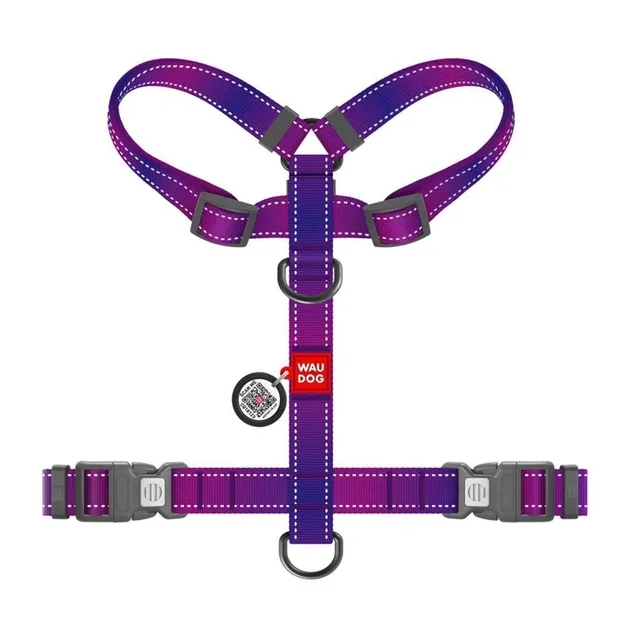 54599 Шлея WAUDOG Nylon Mono анатомічна Н-подібна з QR паспортом, світловідбив. пласт. фастекс XL Ш 25мм А 60-100см В 68-100см фіолетова - фото 2, характеристики, купити в «Живий Куток»