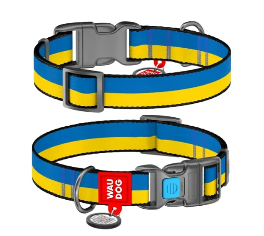 4501-4020 Нашийник WAUDOG Nylon з QR паспортом, малюнок "Colors of freedom", пласт. фастекс S Ш 15мм Д 23-35см
