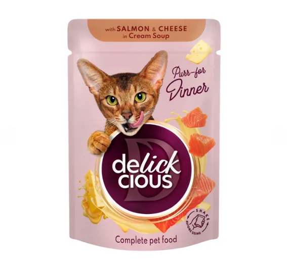Delickcios пауч для котів лосось та сир в крем-супі 0.085кг