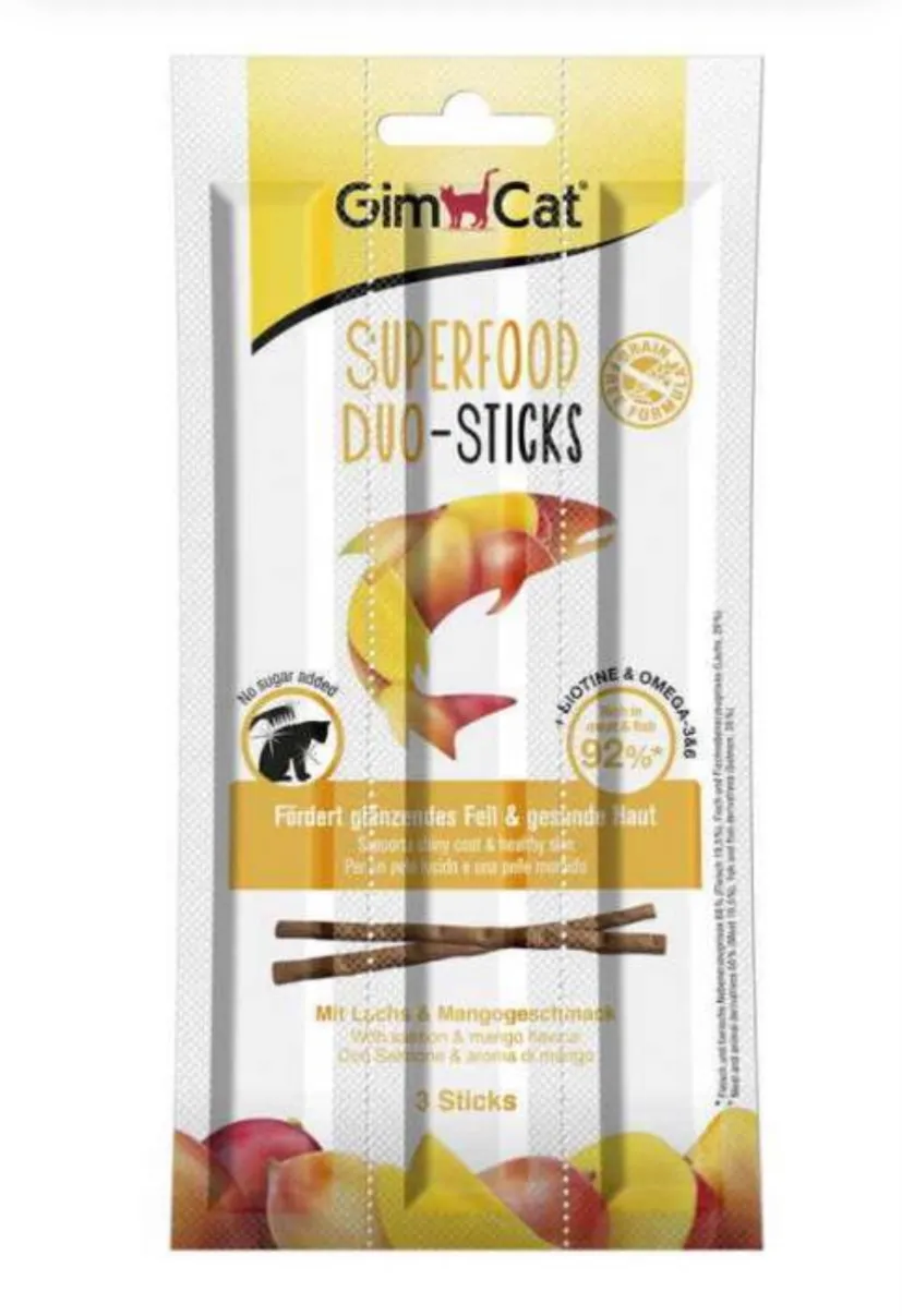М'ясні палички Gimborn GimCat Superfood Duo Лосось і манго 3 шт, №1
